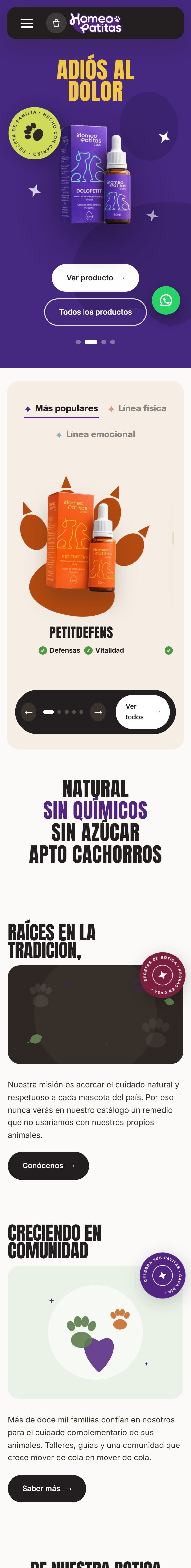 Vista móvil de Homeopatitas