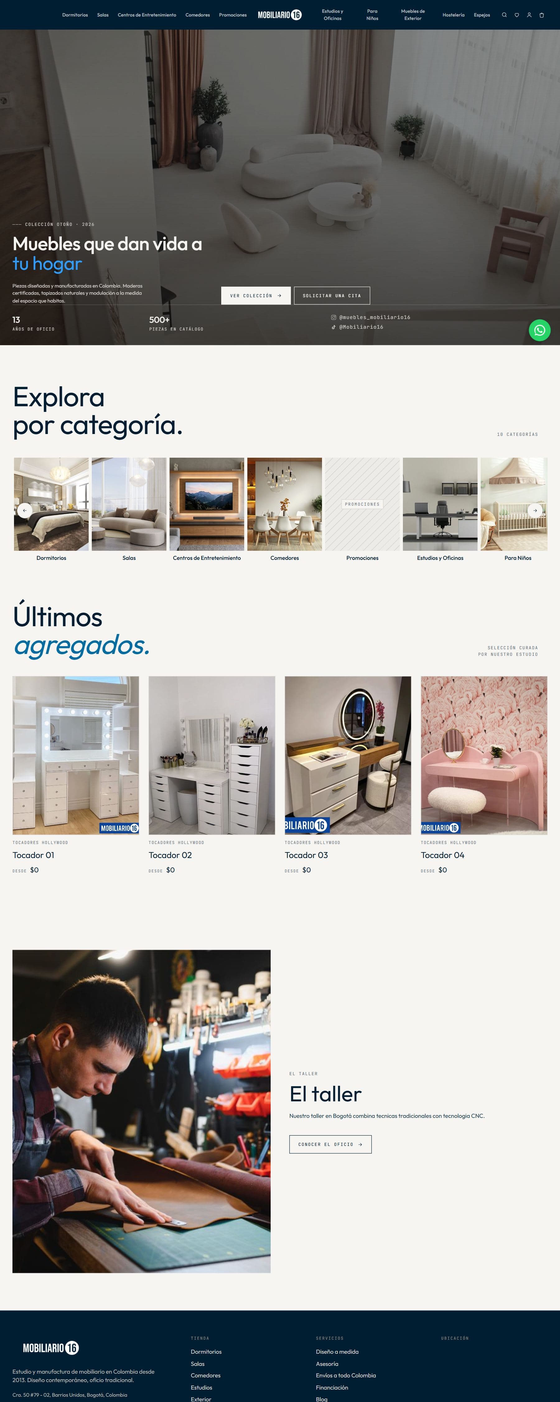 Vista de escritorio de Mobiliario 16