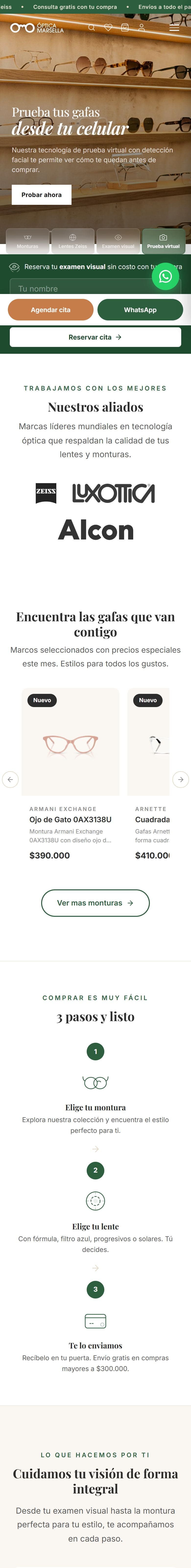 Vista móvil de Óptica Marsella